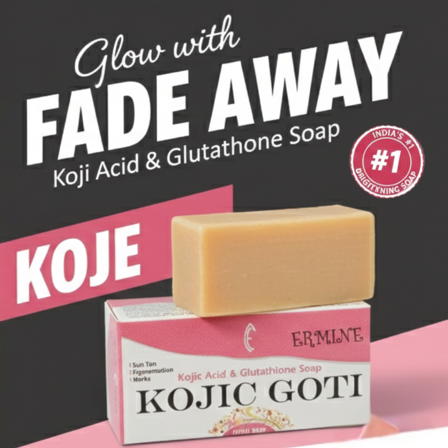 ERMINE Kojic Goti Soap with Kumkumadi Oil – Ayurvedic Soap for Dark Spots, Pigmentation & Skin Brightening