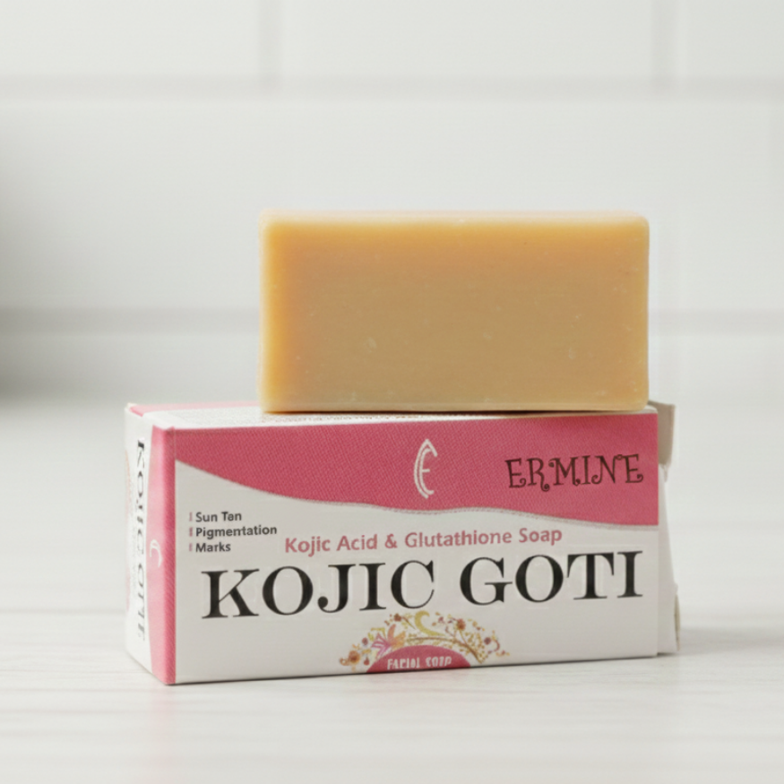 ERMINE Kojic Goti Soap with Kumkumadi Oil – Ayurvedic Soap for Dark Spots, Pigmentation & Skin Brightening