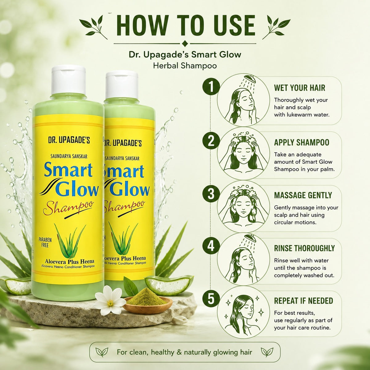 Smart Glow Aloe Vera & Henna Ayurvedic Shampoo 500ml